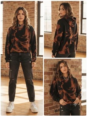 Upcycled Custom Acid Washed Hoodie XS 21” p2p Black